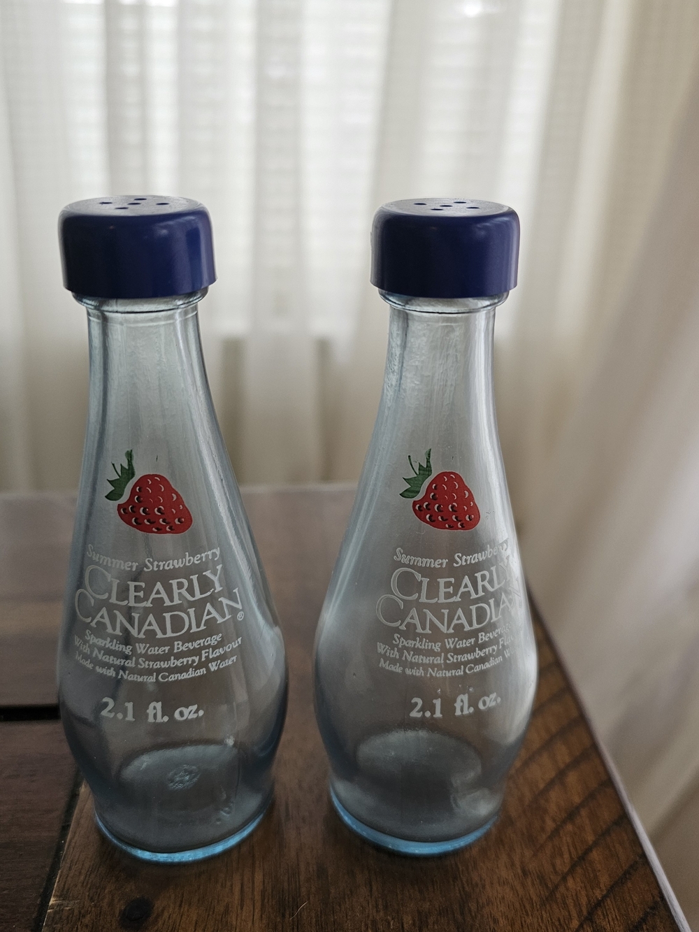 Vintage 90s Clearly Canadian Summer Strawberry Mini Bottle Salt & Pepper Shakers